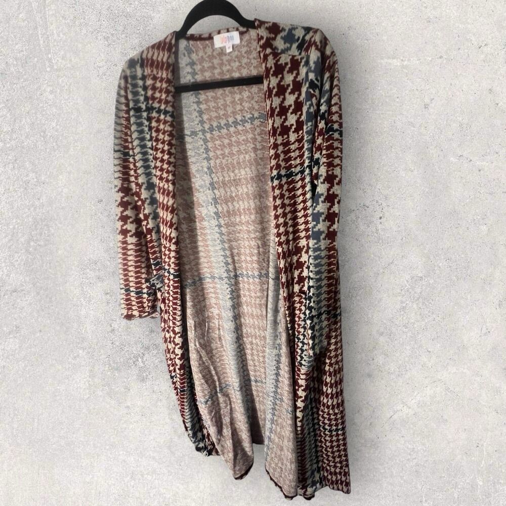 Lularoe Medium Sarah Cardigan Women’s Cover Up Red/Blue Checkered NWT